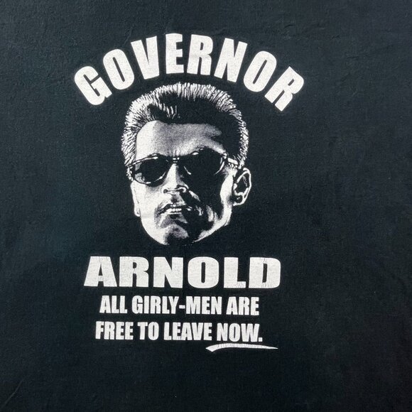 Vintage Governor Arnold Schwarzenegger Shirt Men Large Black Girly Men Leave Gym - Picture 3 of 8